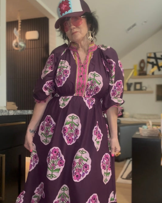 Plum Garden Midi Dress