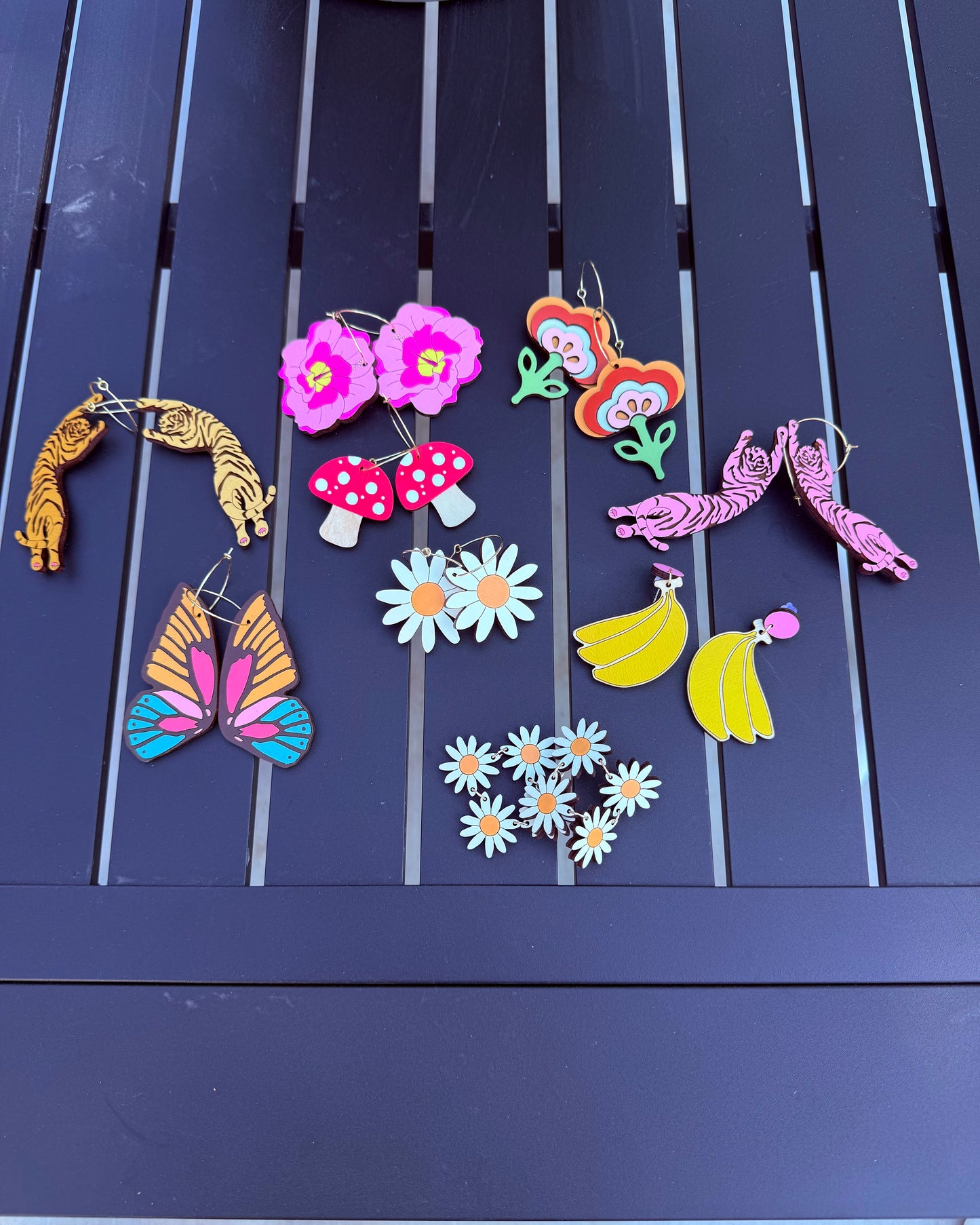 Hand Painted Wooden Earrings