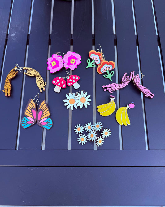 Hand Painted Wooden Earrings