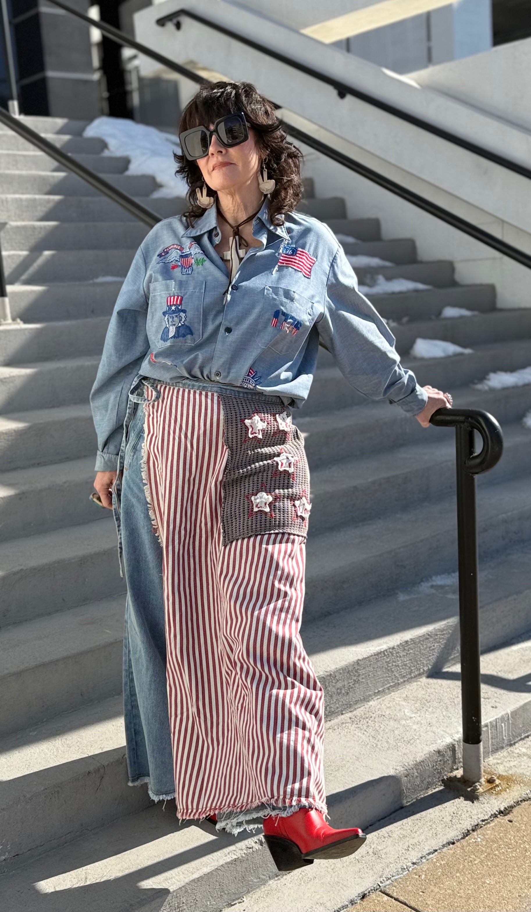 American flag skirt/wide leg pants