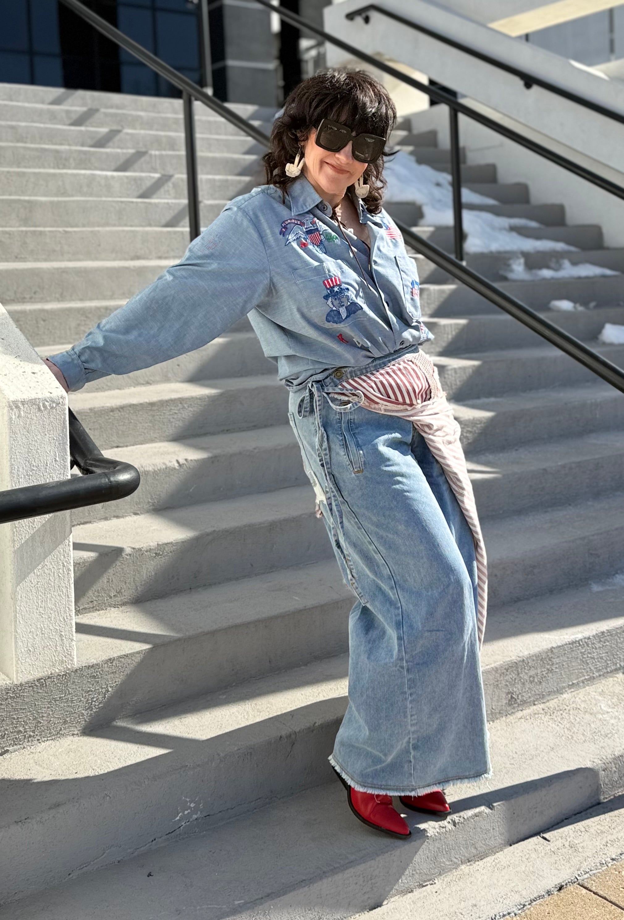 American flag skirt/wide leg pants