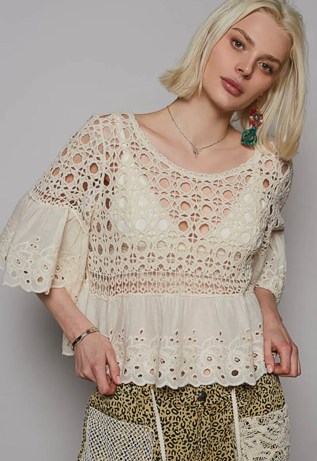 Floral eyelet Crochet top