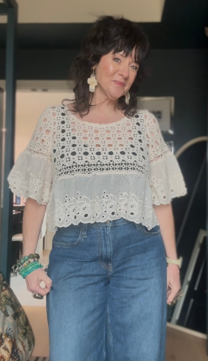 Floral eyelet Crochet top