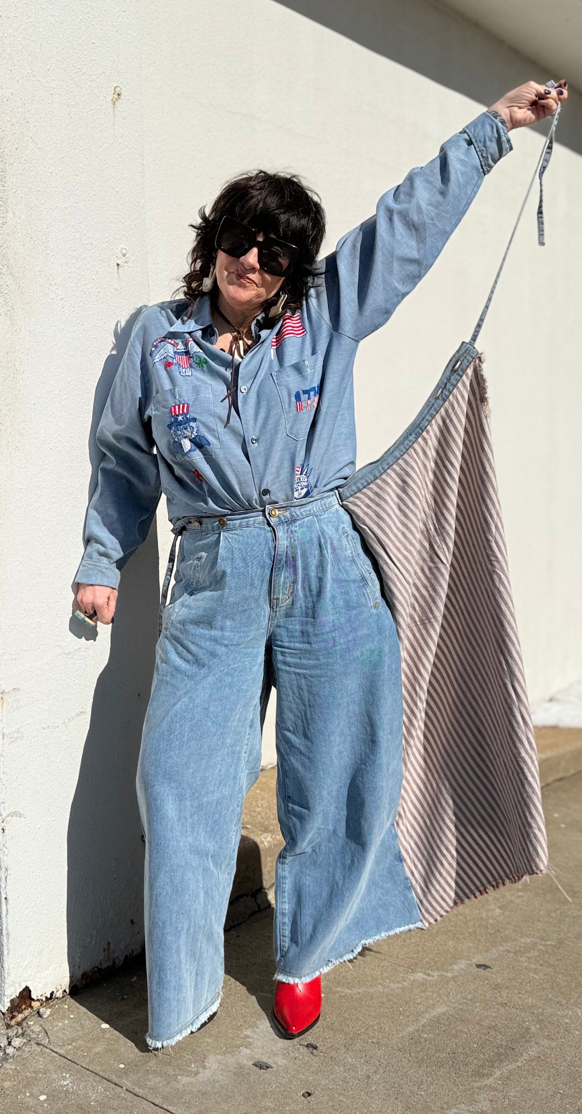 American flag skirt/wide leg pants