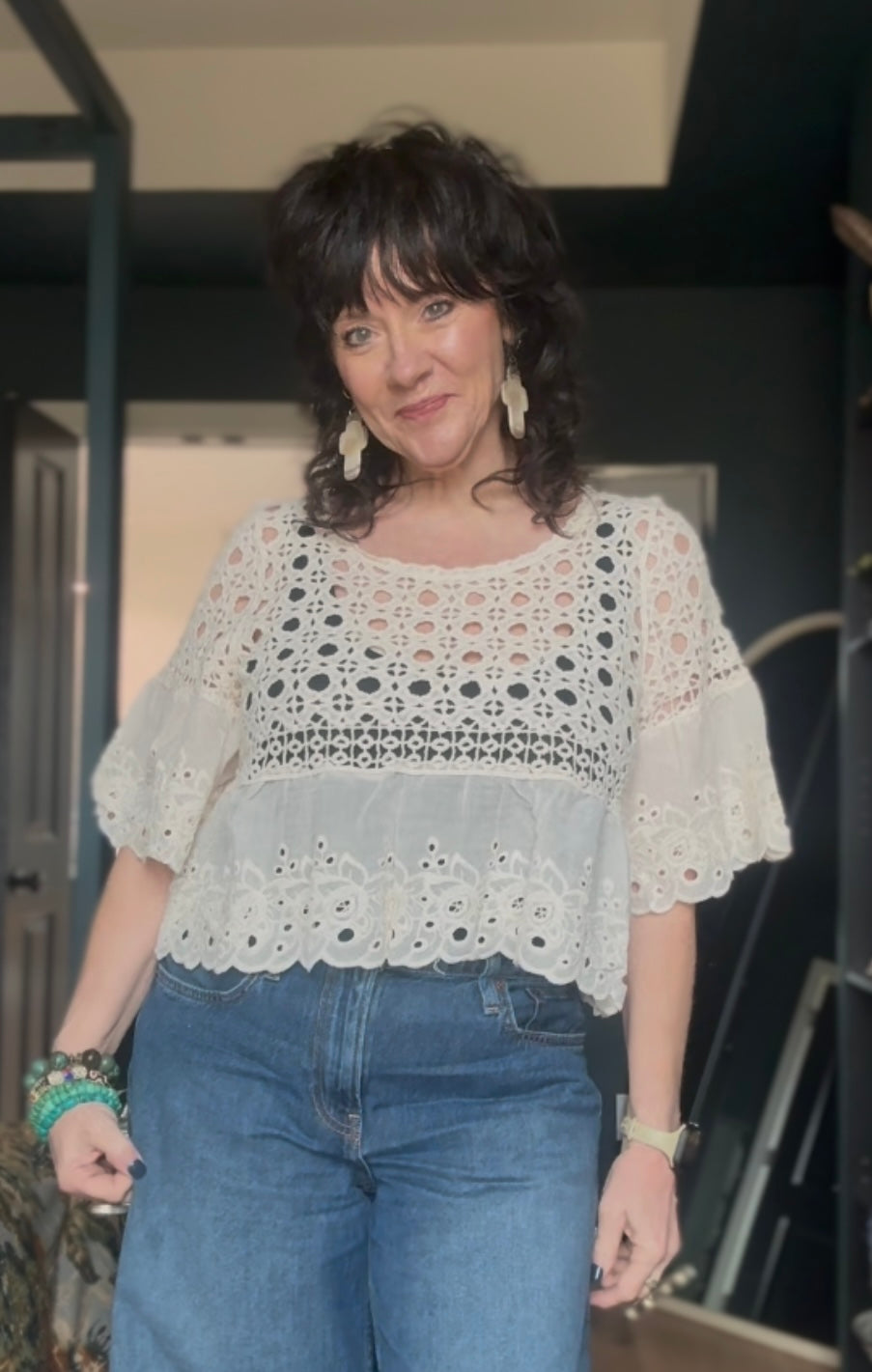 Floral eyelet Crochet top