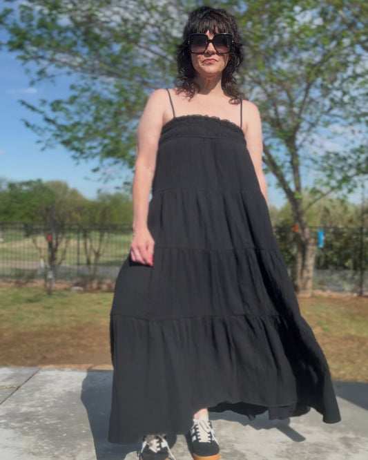 Free Spirit Black Midi Dress