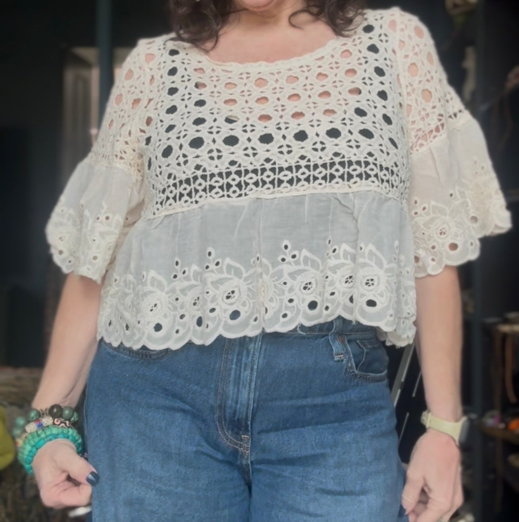 Floral eyelet Crochet top