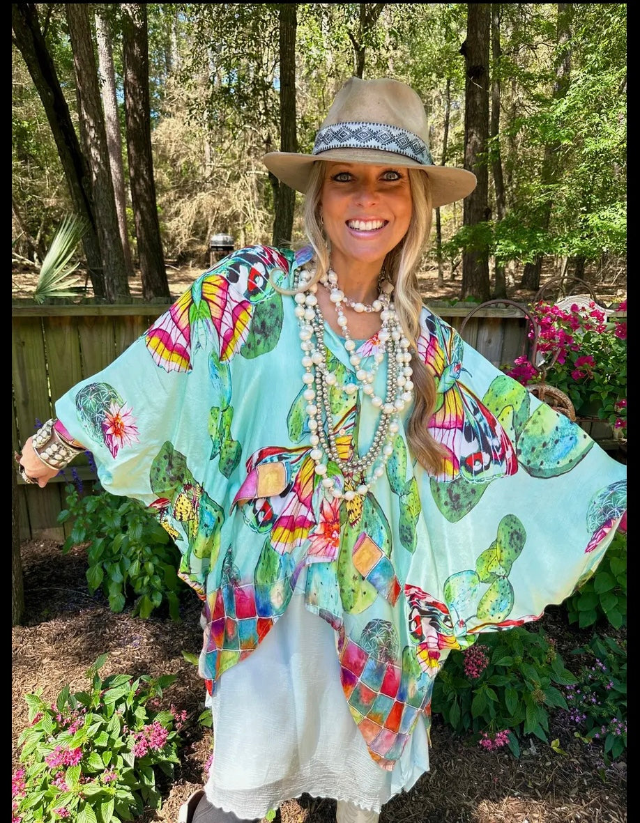 Cactus Butterfly Short Kimono