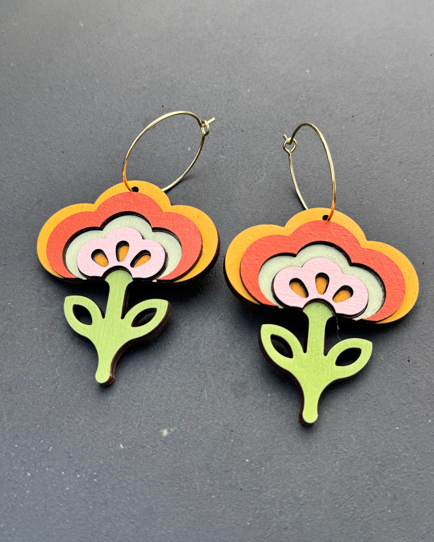 Hand Painted Wooden Earrings