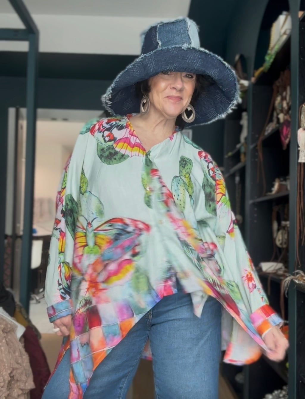 Cactus Butterfly Short Kimono