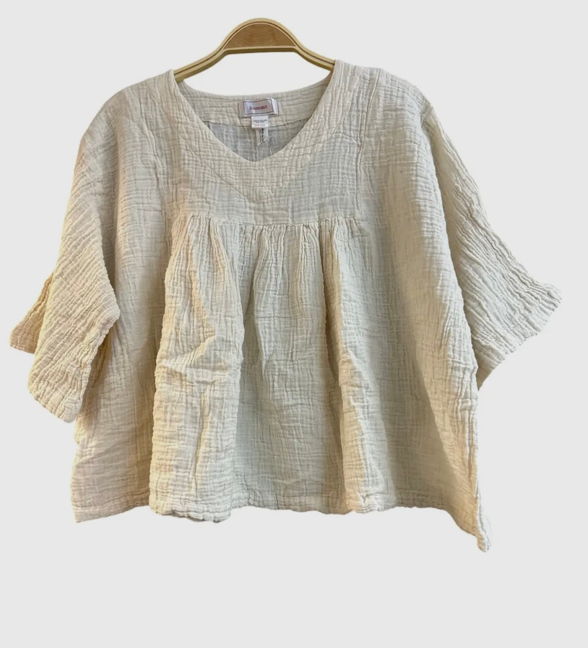 Cotton V neck bell sleeve top