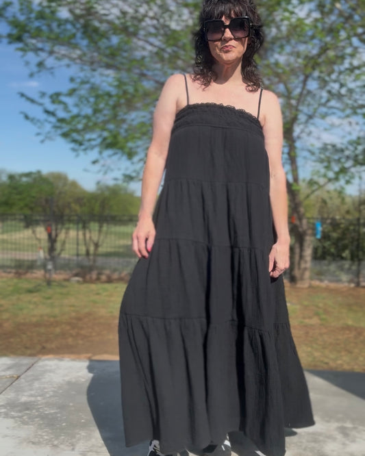 Free Spirit Black Midi Dress