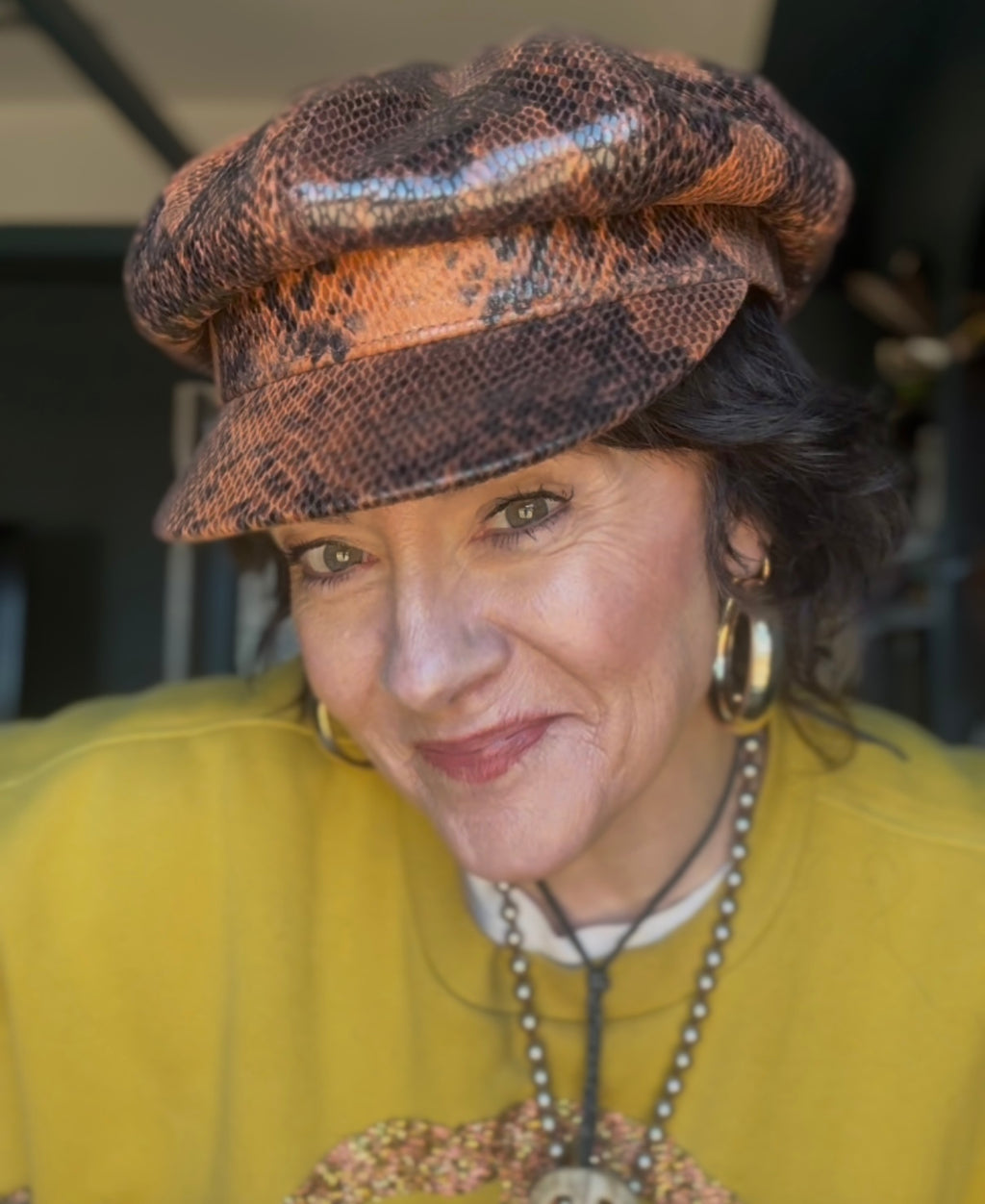 Snakeskin Newsboy Hat