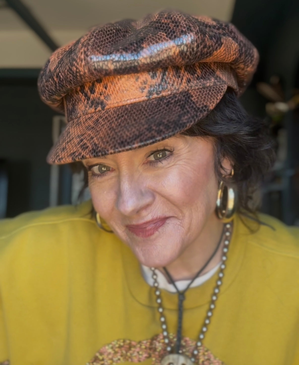 Snakeskin Newsboy Hat