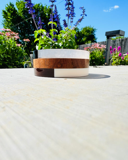 Modern Color Block Wood & Resin Cuff