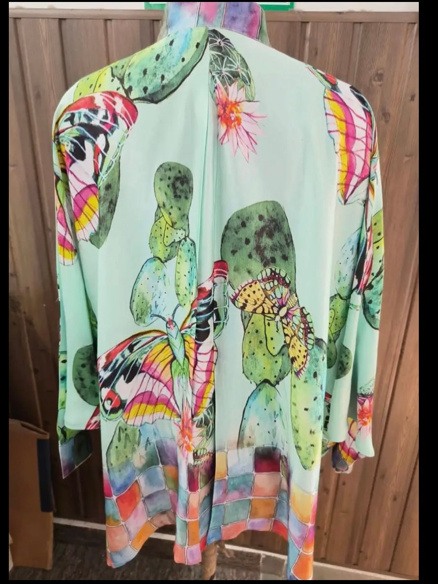 Cactus Butterfly Short Kimono