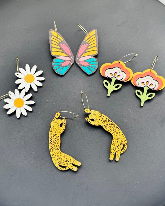 Hand Painted Wooden Earrings