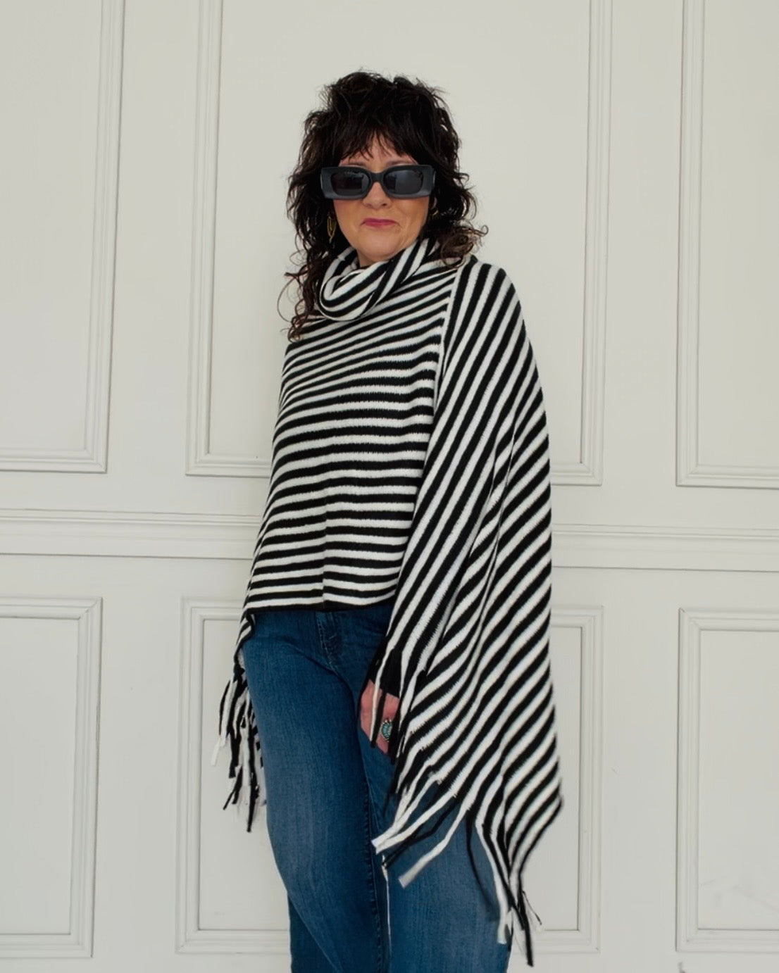 Walk The Line Stripe Poncho