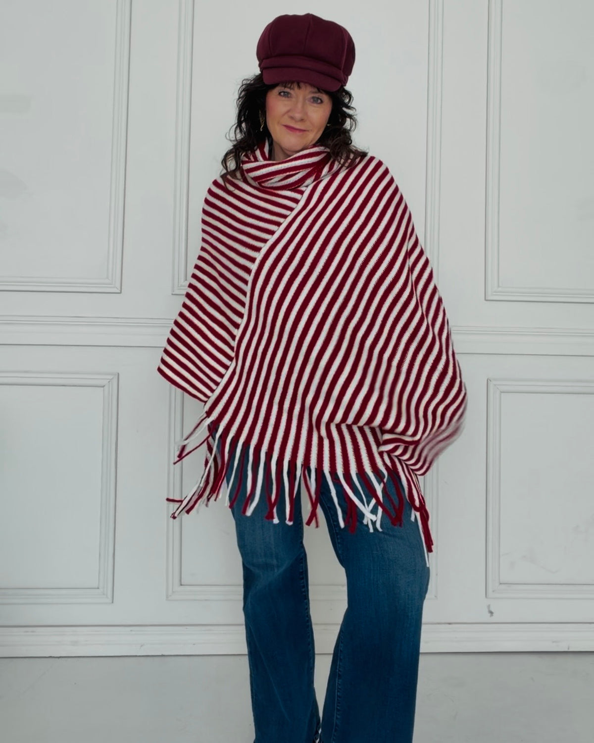 Walk The Line Stripe Poncho