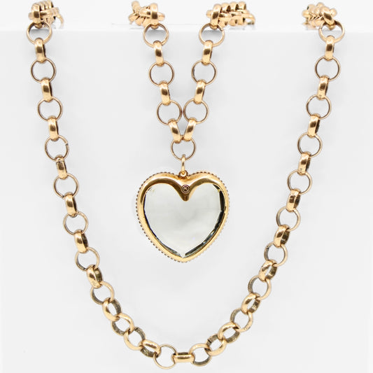 The Crystal Heart Chunky Chain Statement Necklace