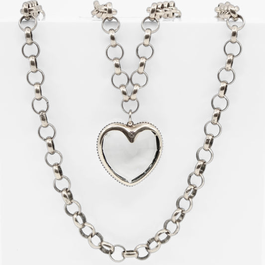 The Crystal Heart Chunky Chain Statement Necklace
